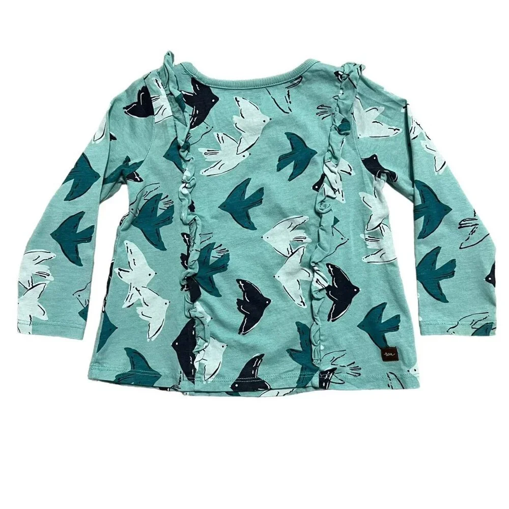 Tea Collection 18-24m Bird Print Ruffle Top